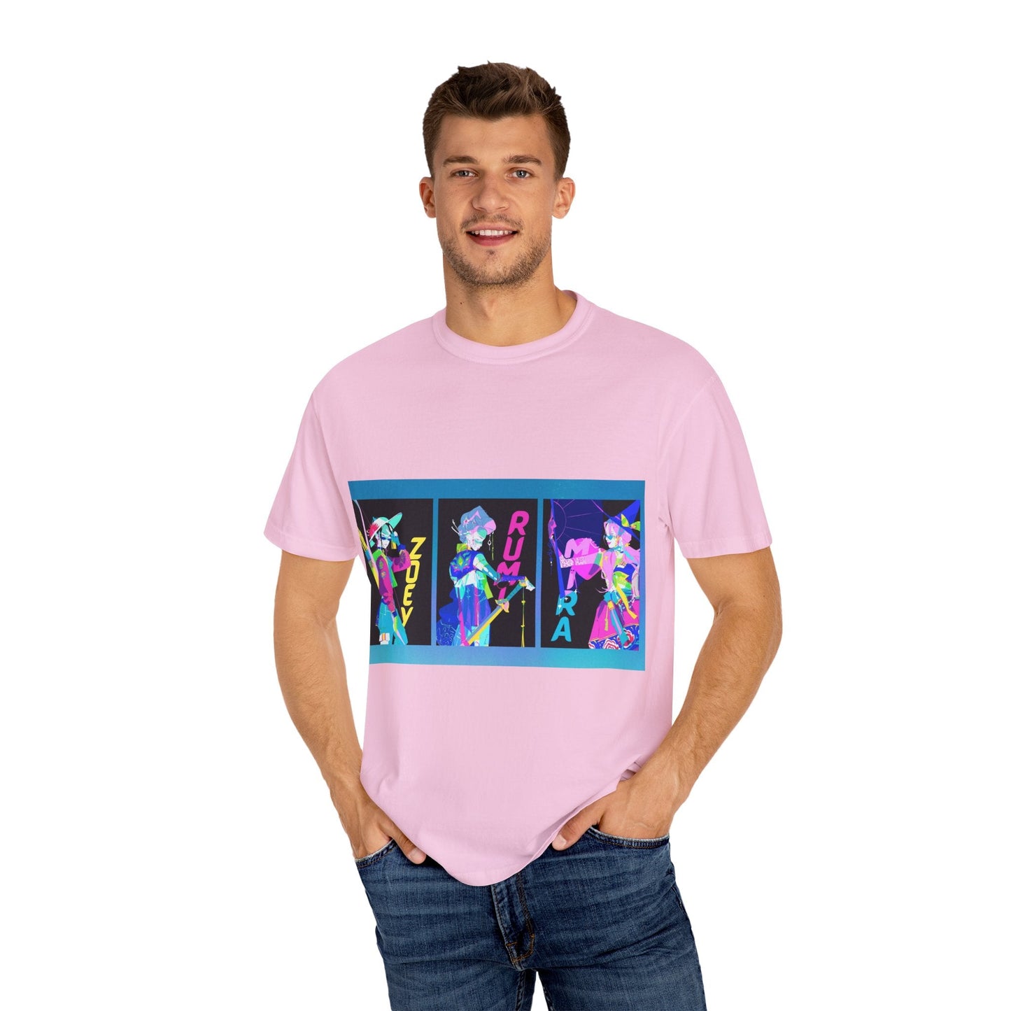 Anime-Inspired kpop Garment-Dyed T-shirt, Graphic Tee, Unisex Anime Shirt, Casual Wear, Gifts for Anime Lovers