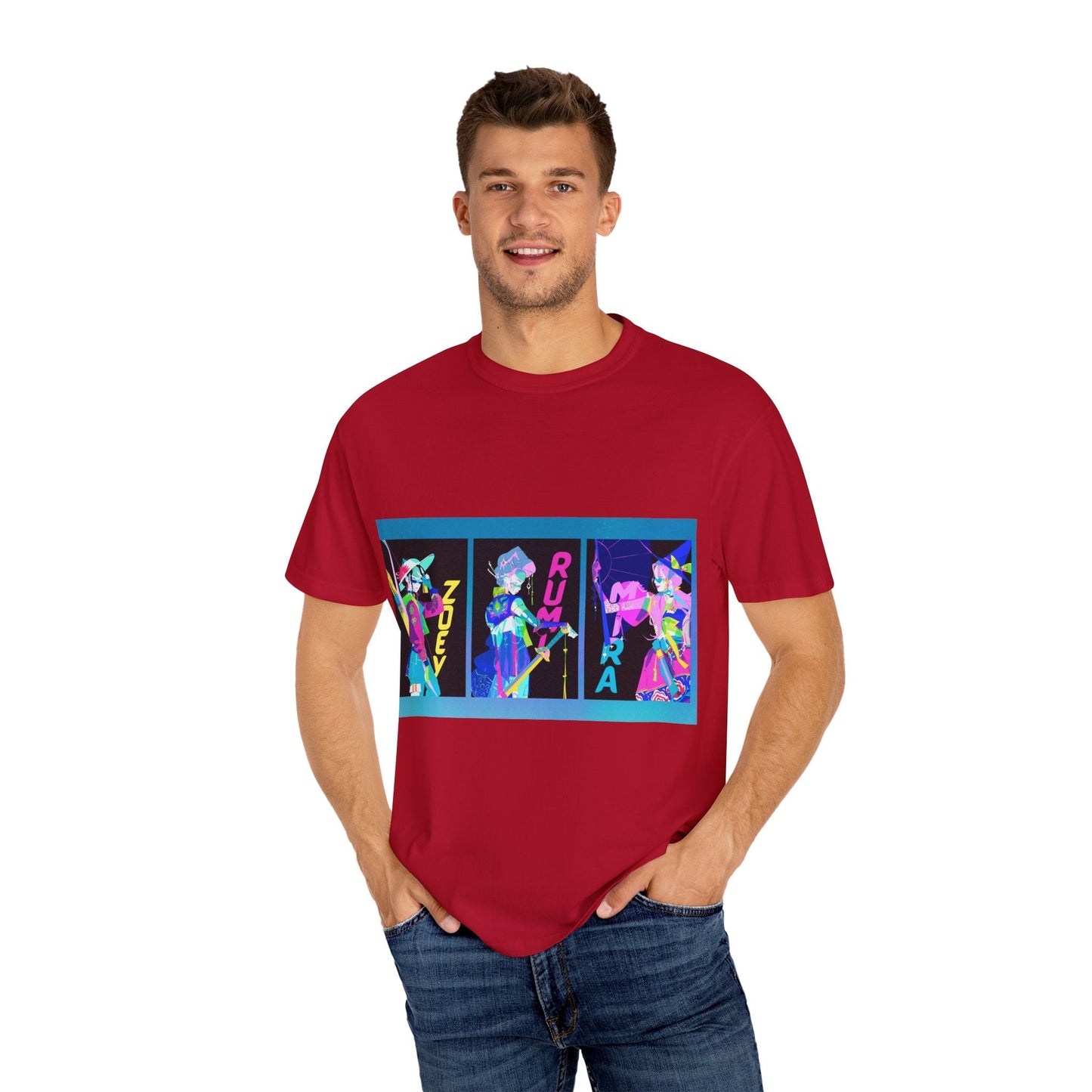 Anime-Inspired kpop Garment-Dyed T-shirt, Graphic Tee, Unisex Anime Shirt, Casual Wear, Gifts for Anime Lovers