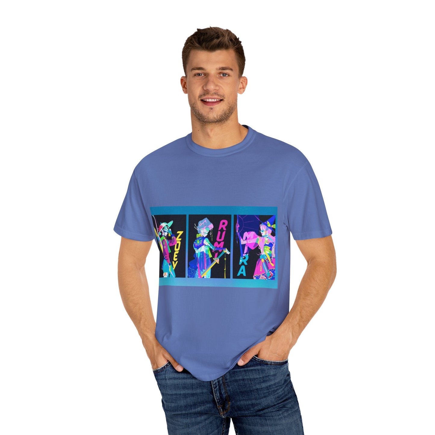 Anime-Inspired kpop Garment-Dyed T-shirt, Graphic Tee, Unisex Anime Shirt, Casual Wear, Gifts for Anime Lovers
