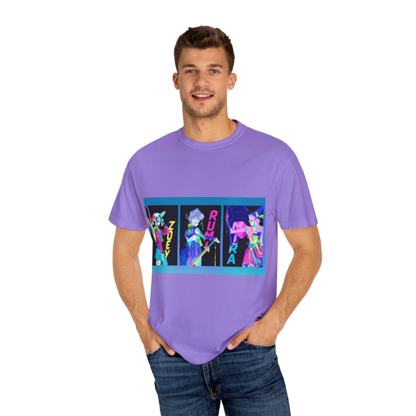 Anime-Inspired kpop Garment-Dyed T-shirt, Graphic Tee, Unisex Anime Shirt, Casual Wear, Gifts for Anime Lovers