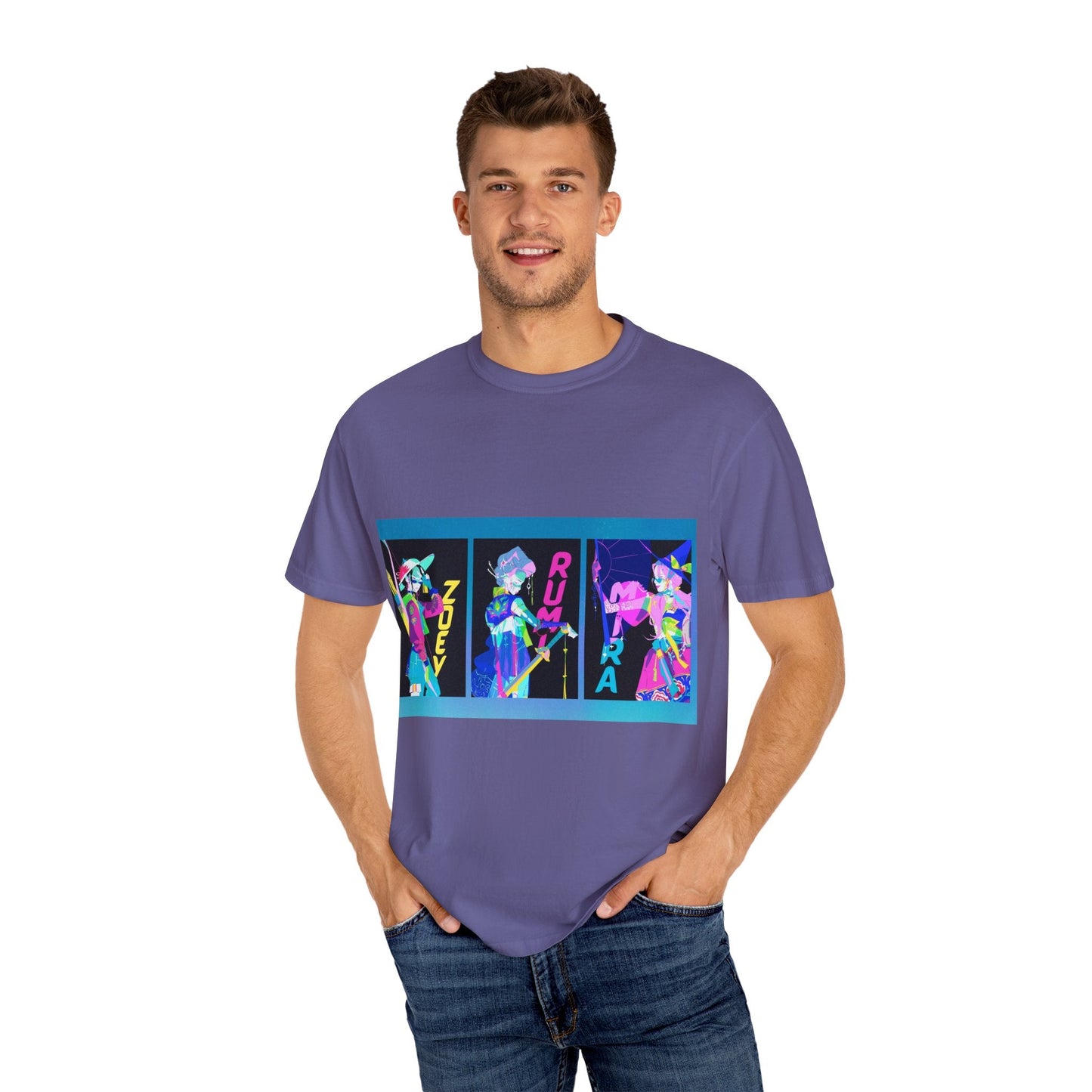 Anime-Inspired kpop Garment-Dyed T-shirt, Graphic Tee, Unisex Anime Shirt, Casual Wear, Gifts for Anime Lovers