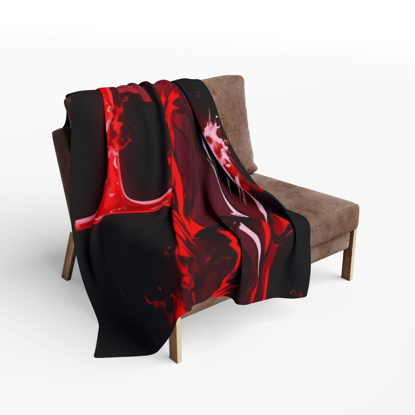 Dn L Anime-Inspired Cozy Fleece Blanket, Art Blanket, Throw for Gaming Room, Home Decor, Gift for Anime Lovers, Red and Black Design