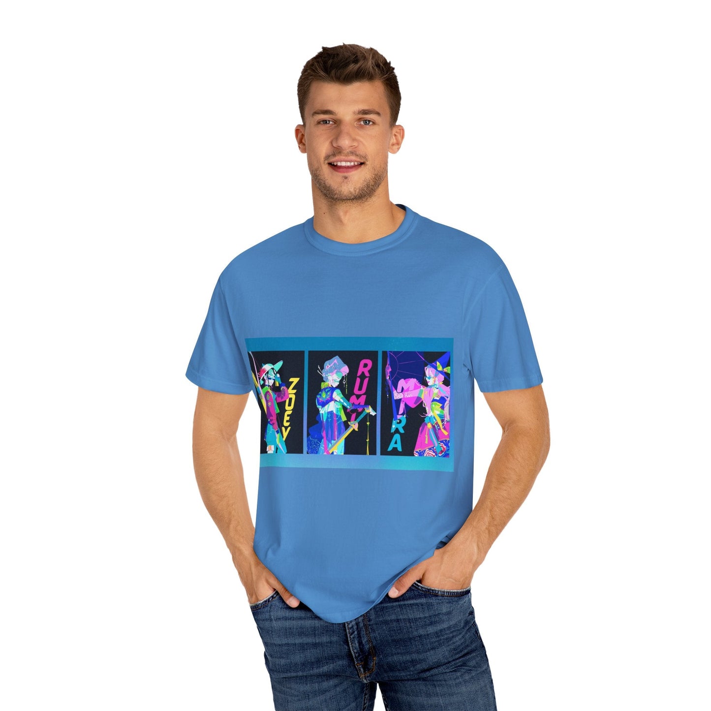Anime-Inspired kpop Garment-Dyed T-shirt, Graphic Tee, Unisex Anime Shirt, Casual Wear, Gifts for Anime Lovers
