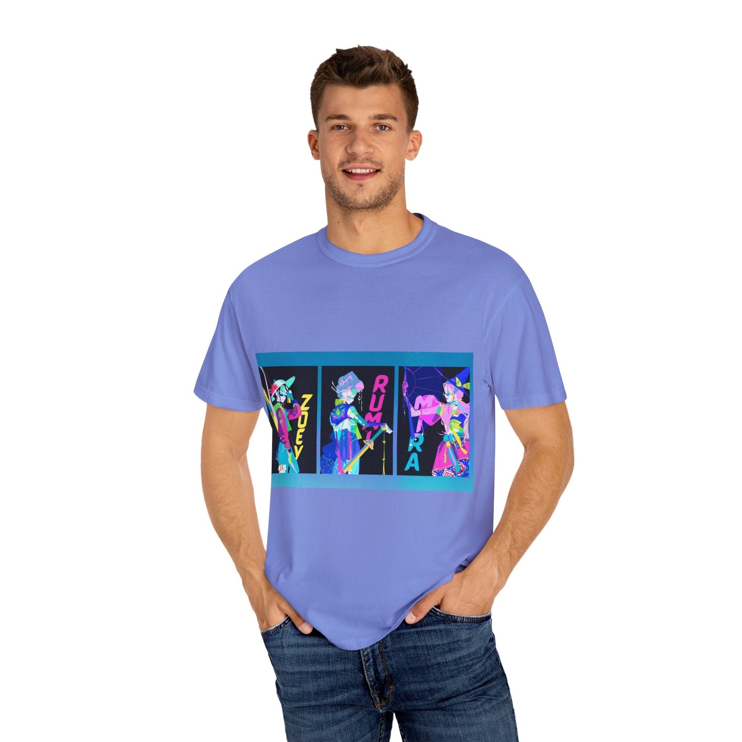 Anime-Inspired kpop Garment-Dyed T-shirt, Graphic Tee, Unisex Anime Shirt, Casual Wear, Gifts for Anime Lovers