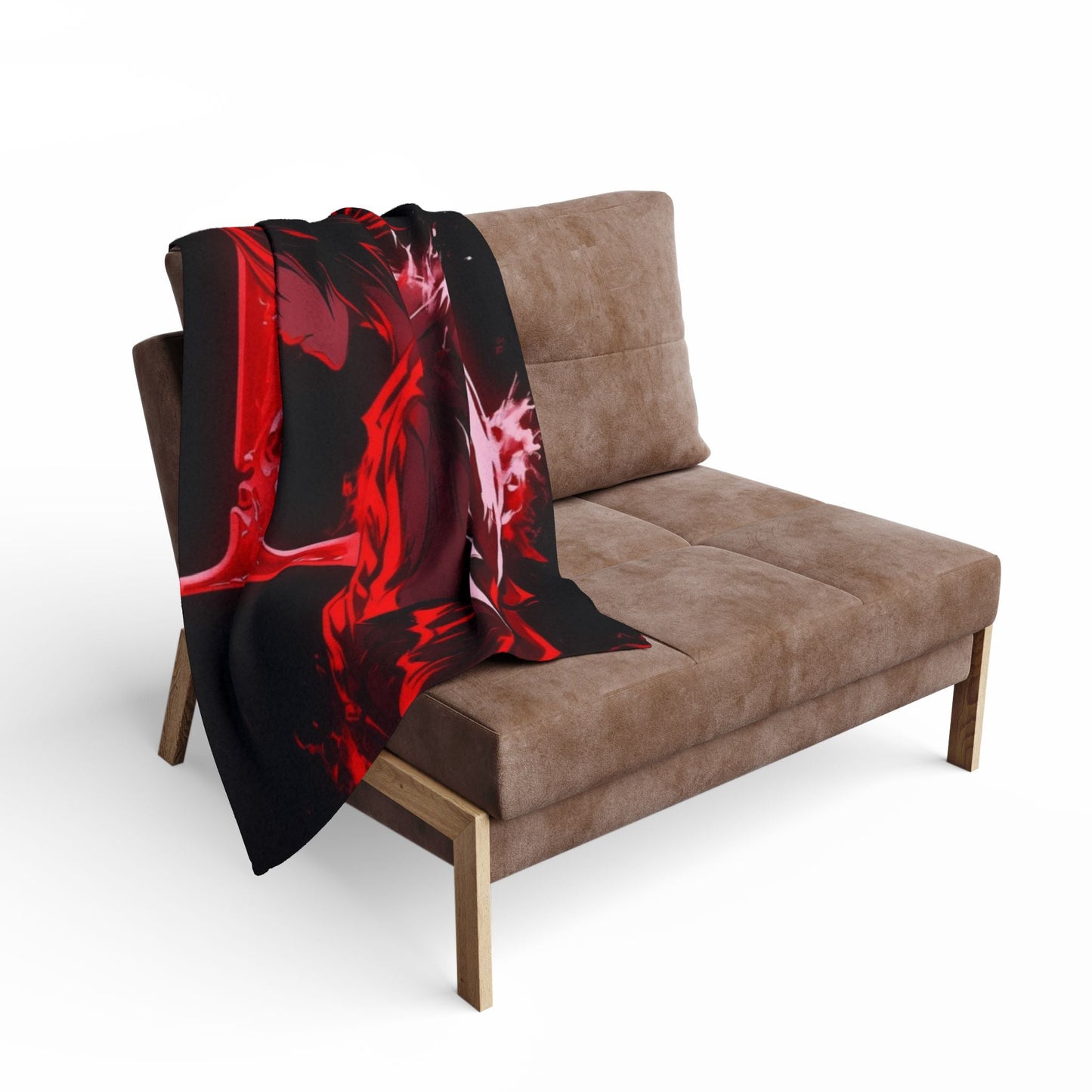 Dn L Anime-Inspired Cozy Fleece Blanket, Art Blanket, Throw for Gaming Room, Home Decor, Gift for Anime Lovers, Red and Black Design