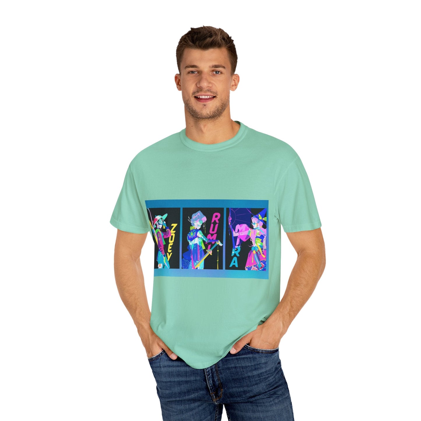 Anime-Inspired kpop Garment-Dyed T-shirt, Graphic Tee, Unisex Anime Shirt, Casual Wear, Gifts for Anime Lovers