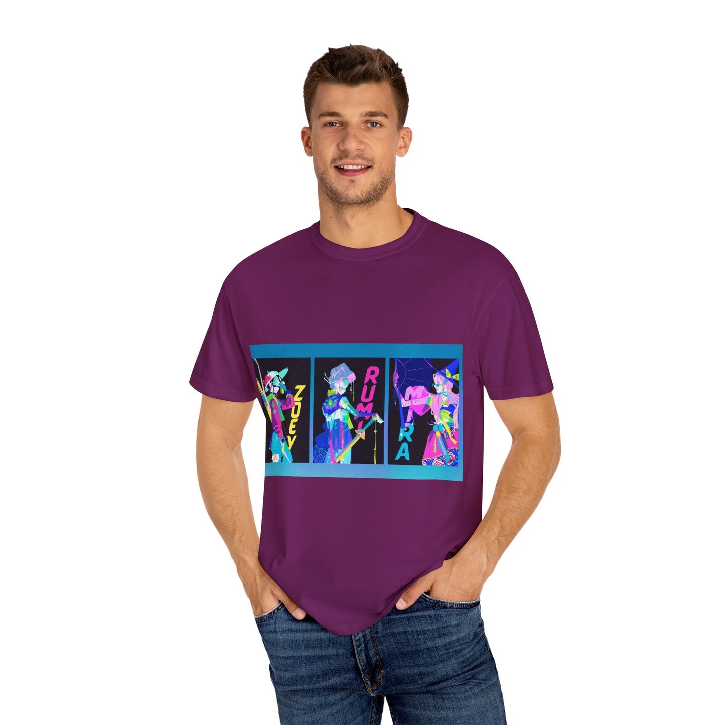 Anime-Inspired kpop Garment-Dyed T-shirt, Graphic Tee, Unisex Anime Shirt, Casual Wear, Gifts for Anime Lovers