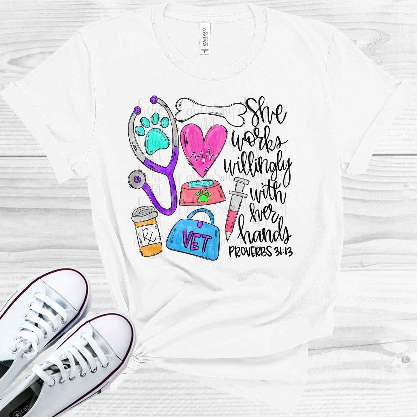 She Works Willingly with Her Hands - Vet Tech Graphic Tee