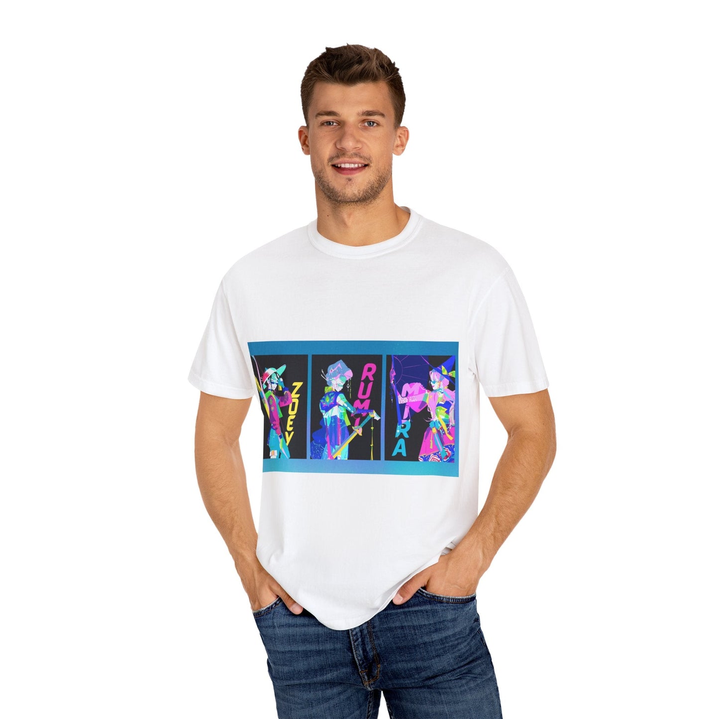 Anime-Inspired kpop Garment-Dyed T-shirt, Graphic Tee, Unisex Anime Shirt, Casual Wear, Gifts for Anime Lovers