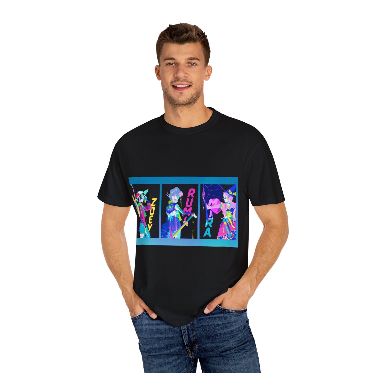 Anime-Inspired kpop Garment-Dyed T-shirt, Graphic Tee, Unisex Anime Shirt, Casual Wear, Gifts for Anime Lovers