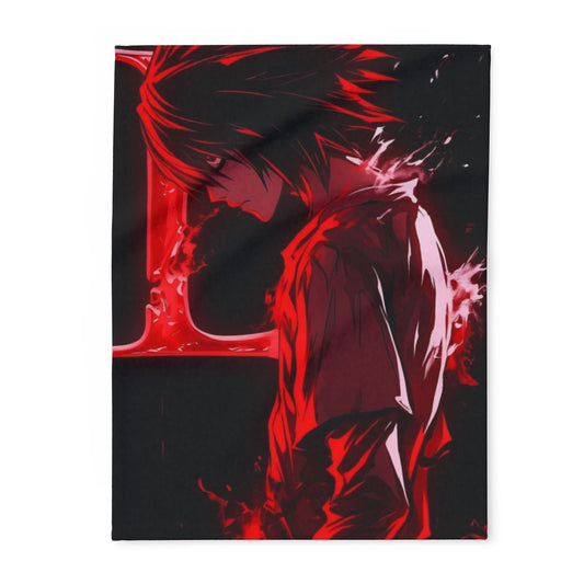 Dn L Anime-Inspired Cozy Fleece Blanket, Art Blanket, Throw for Gaming Room, Home Decor, Gift for Anime Lovers, Red and Black Design