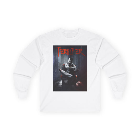 Creepy Clown Long Sleeve Tee, Horror Fan Gift, Unisex Halloween Shirt, Spooky Costume Wear, Alternative Fashion Apparel