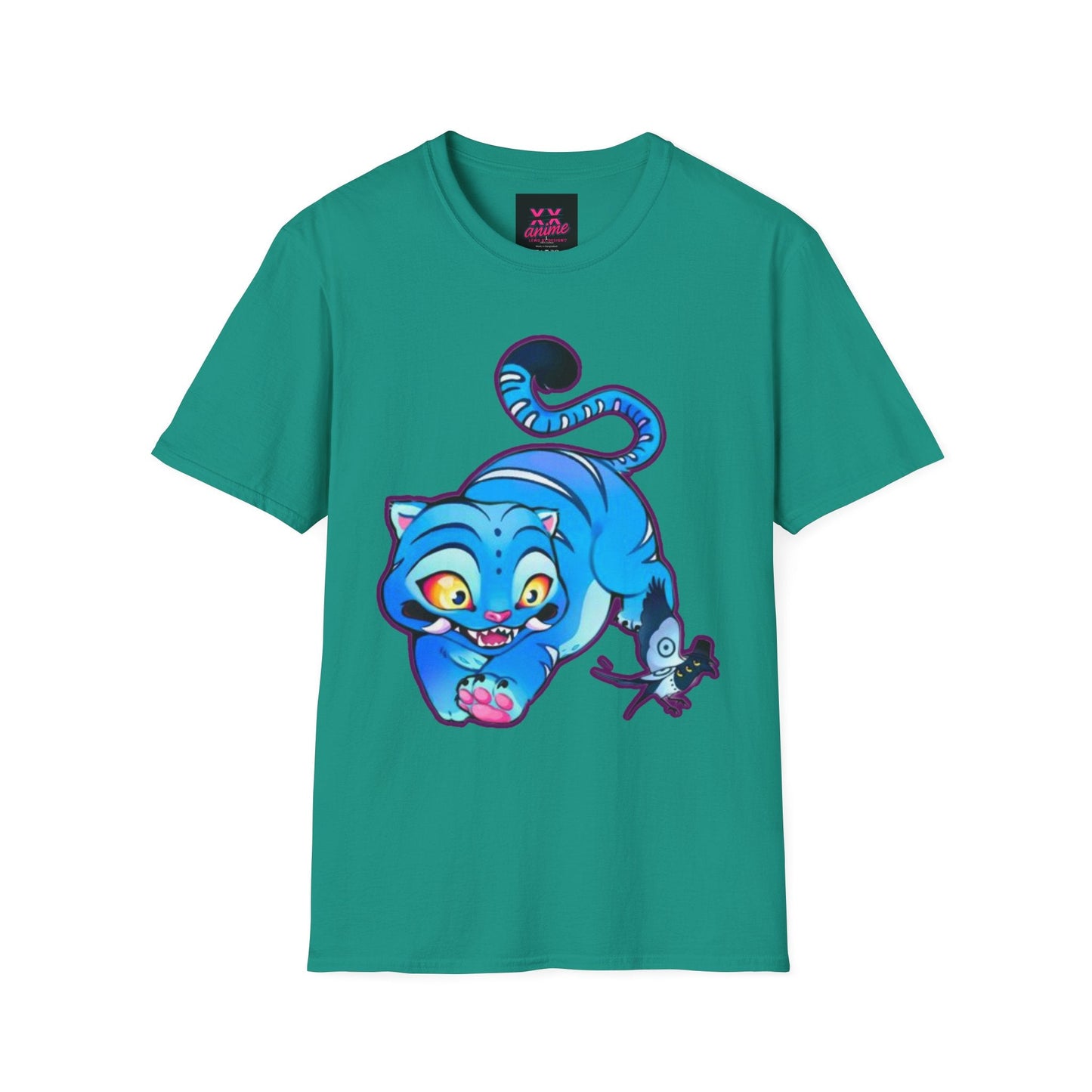 Playful Anime idol tiger Unisex T-Shirt, Cute Cat Design, Gift for Anime Lovers, Casual Wear, Summer Outfit, Unique Graphic Tee