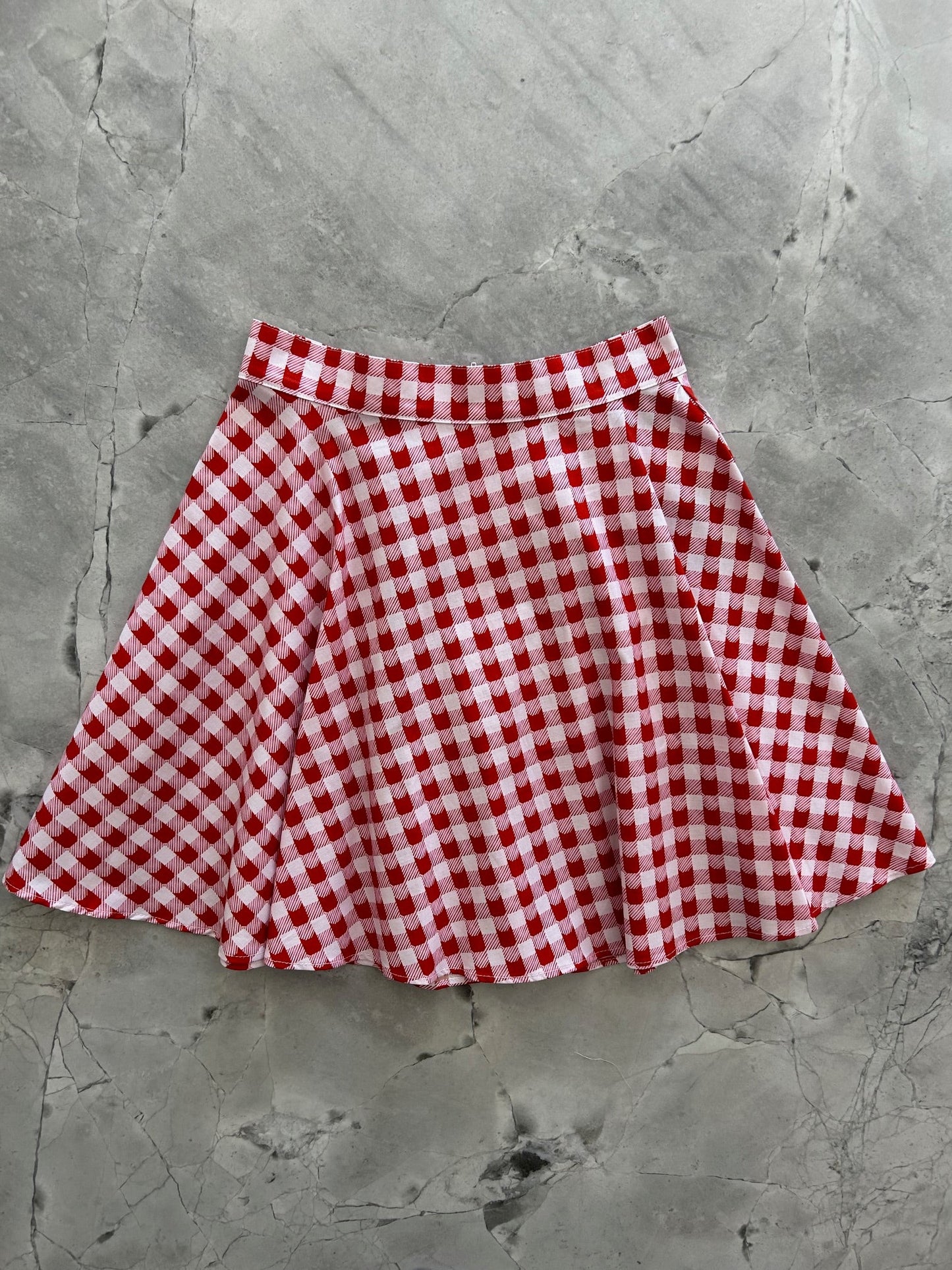 Red Check Kitties Skater Skirt