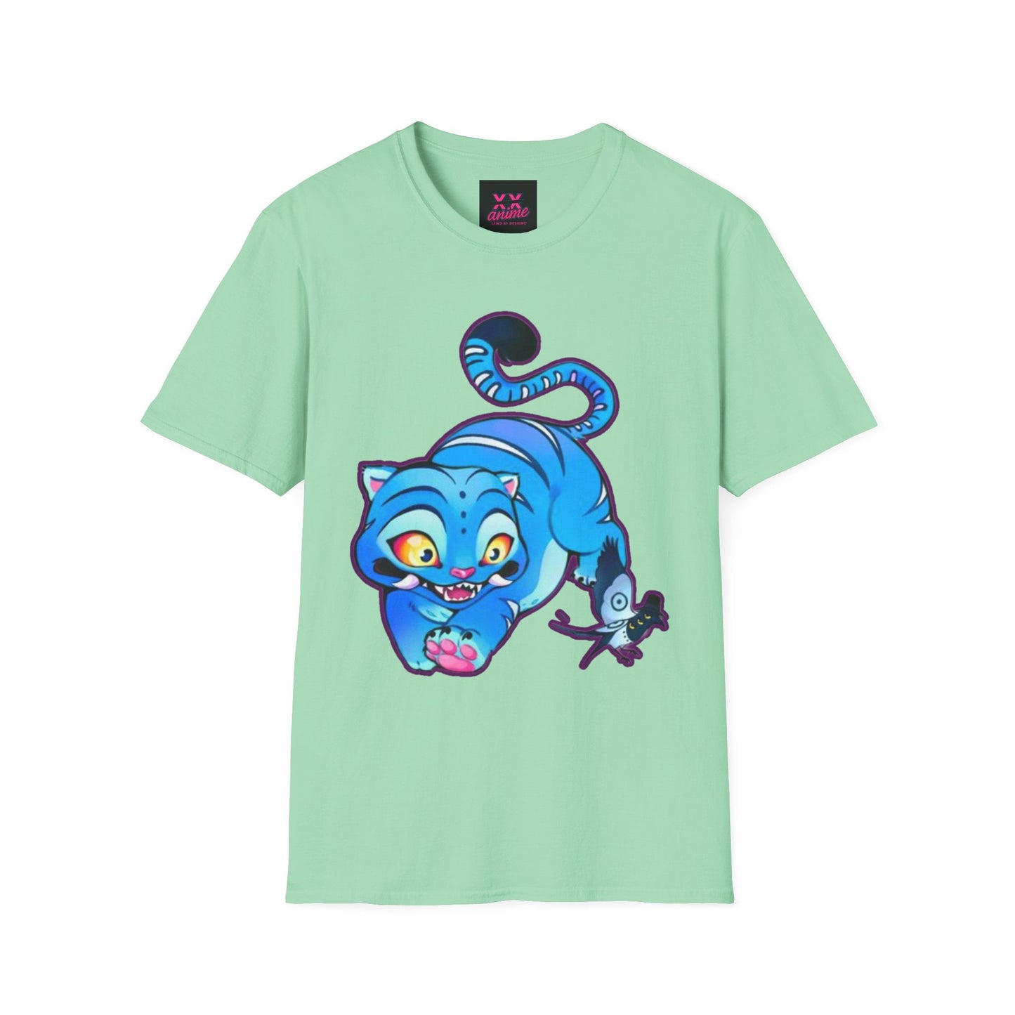 Playful Anime idol tiger Unisex T-Shirt, Cute Cat Design, Gift for Anime Lovers, Casual Wear, Summer Outfit, Unique Graphic Tee
