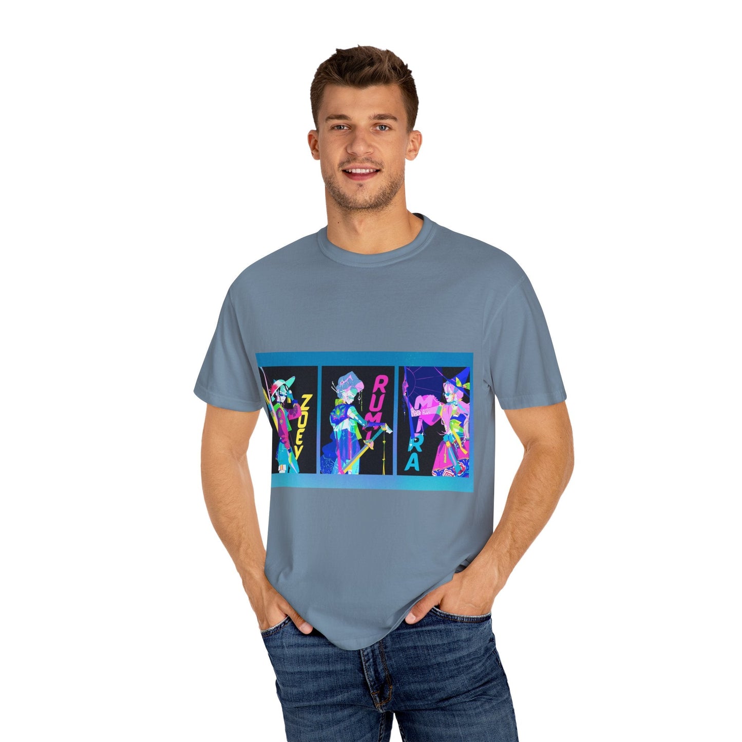 Anime-Inspired kpop Garment-Dyed T-shirt, Graphic Tee, Unisex Anime Shirt, Casual Wear, Gifts for Anime Lovers