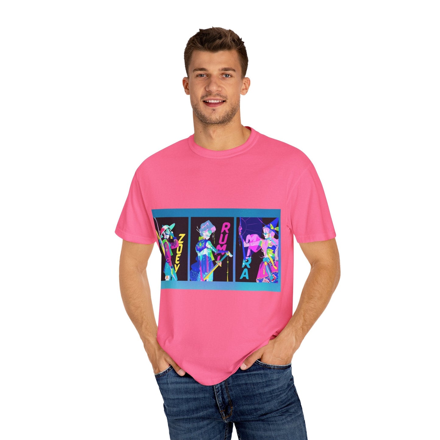 Anime-Inspired kpop Garment-Dyed T-shirt, Graphic Tee, Unisex Anime Shirt, Casual Wear, Gifts for Anime Lovers
