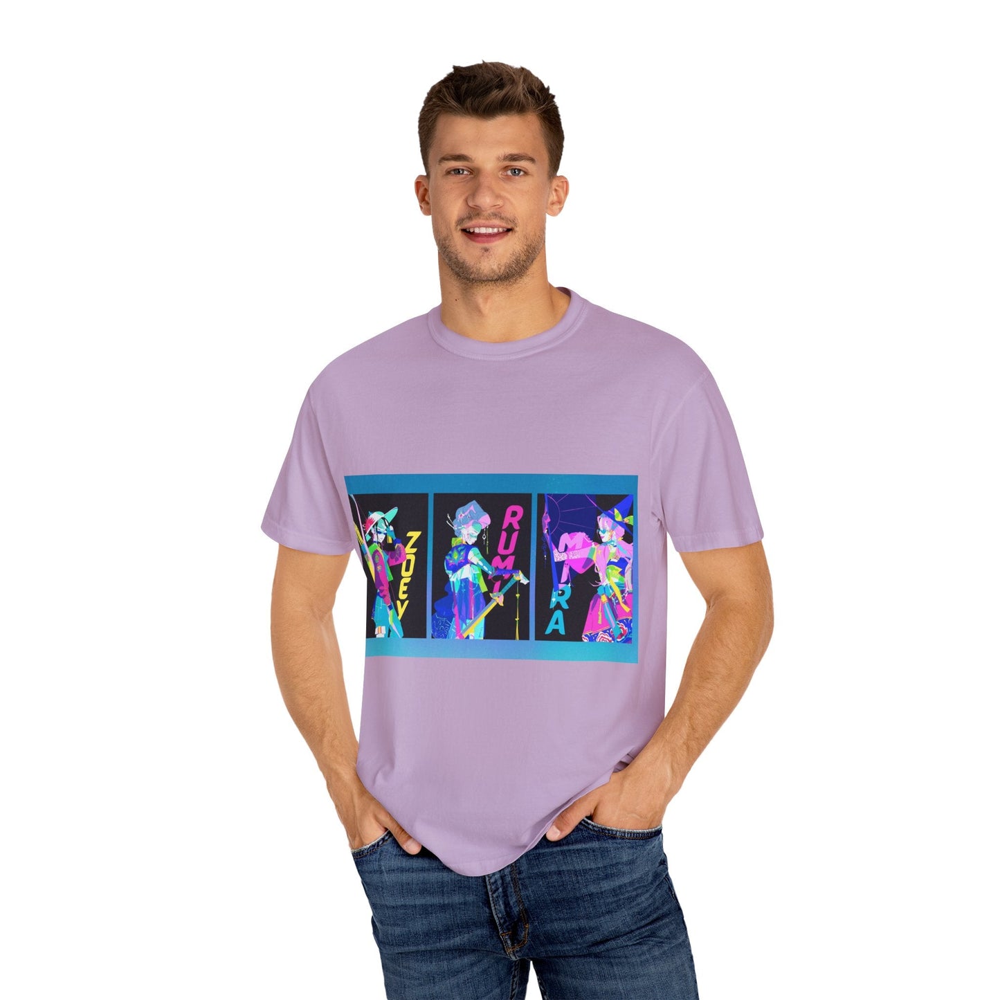 Anime-Inspired kpop Garment-Dyed T-shirt, Graphic Tee, Unisex Anime Shirt, Casual Wear, Gifts for Anime Lovers