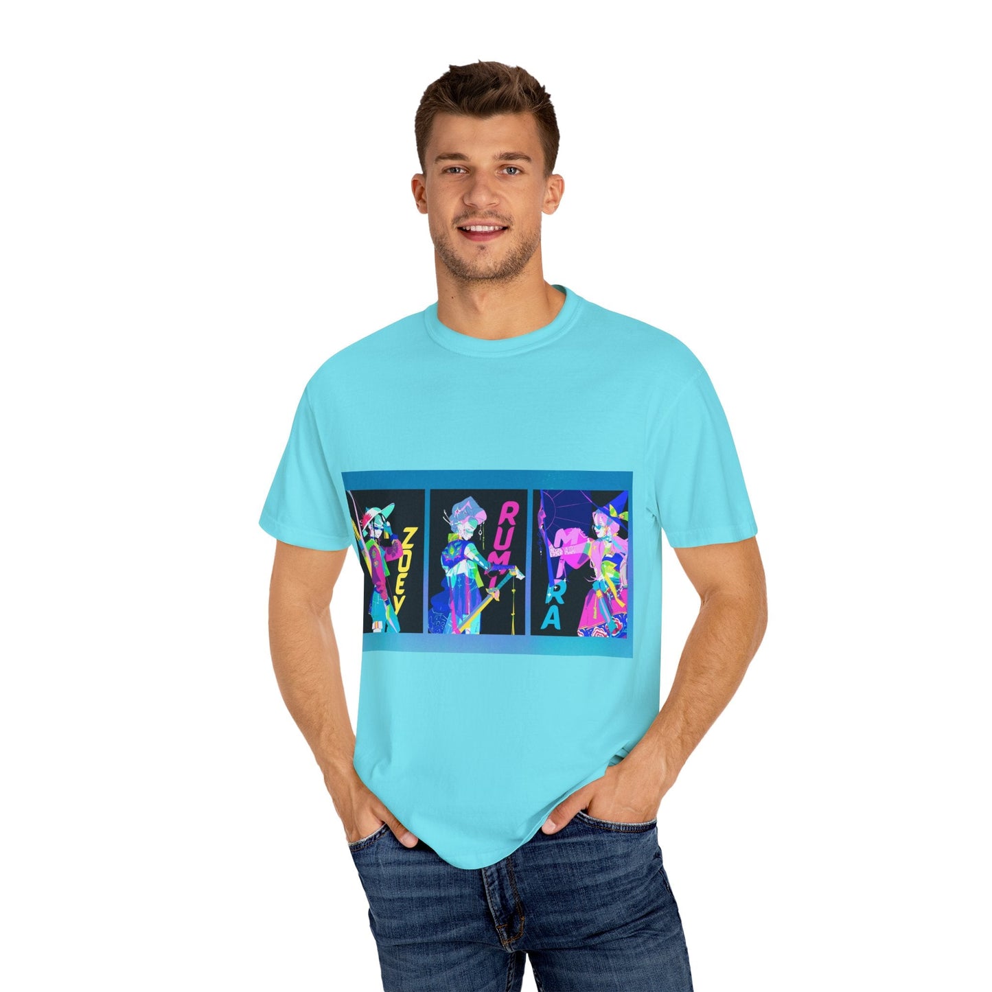 Anime-Inspired kpop Garment-Dyed T-shirt, Graphic Tee, Unisex Anime Shirt, Casual Wear, Gifts for Anime Lovers