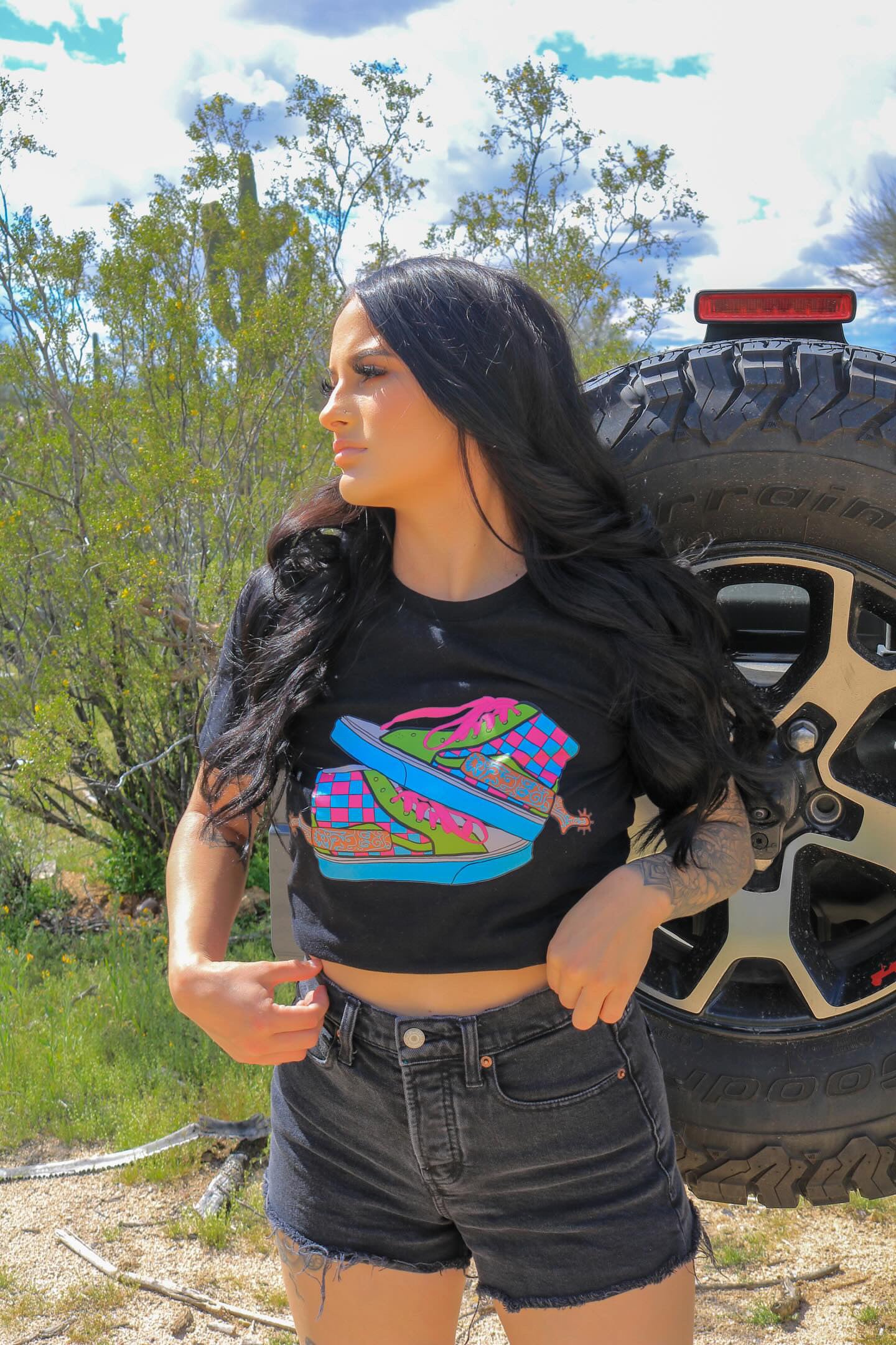 Neon checkered shoes Graphic