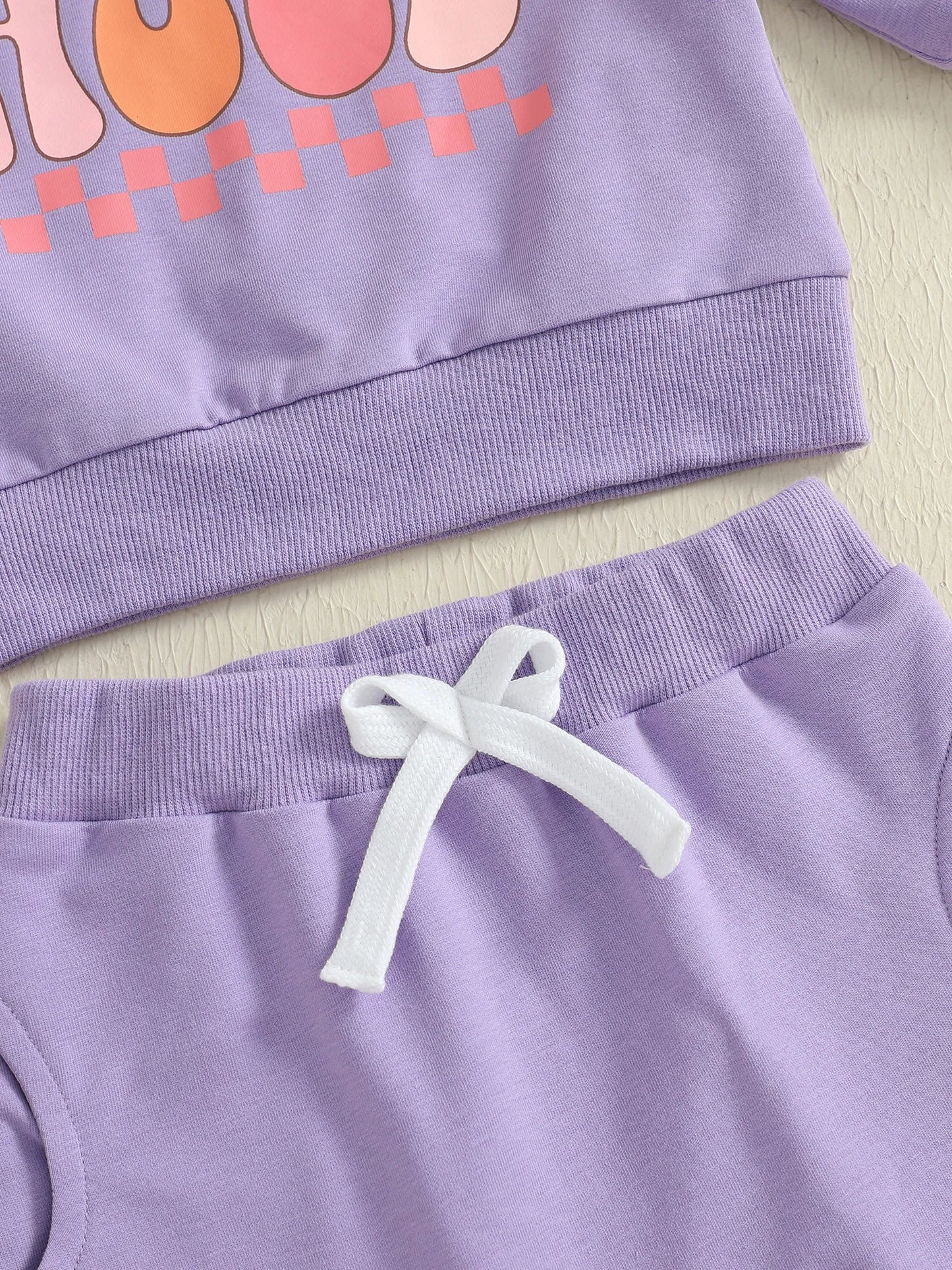 Baby Toddler Girls 2Pcs Toddler Hood Outfit Letters Print Long Sleeve Crew Neck Top with Elastic Waist Pants Fall Clothes Jogger Set