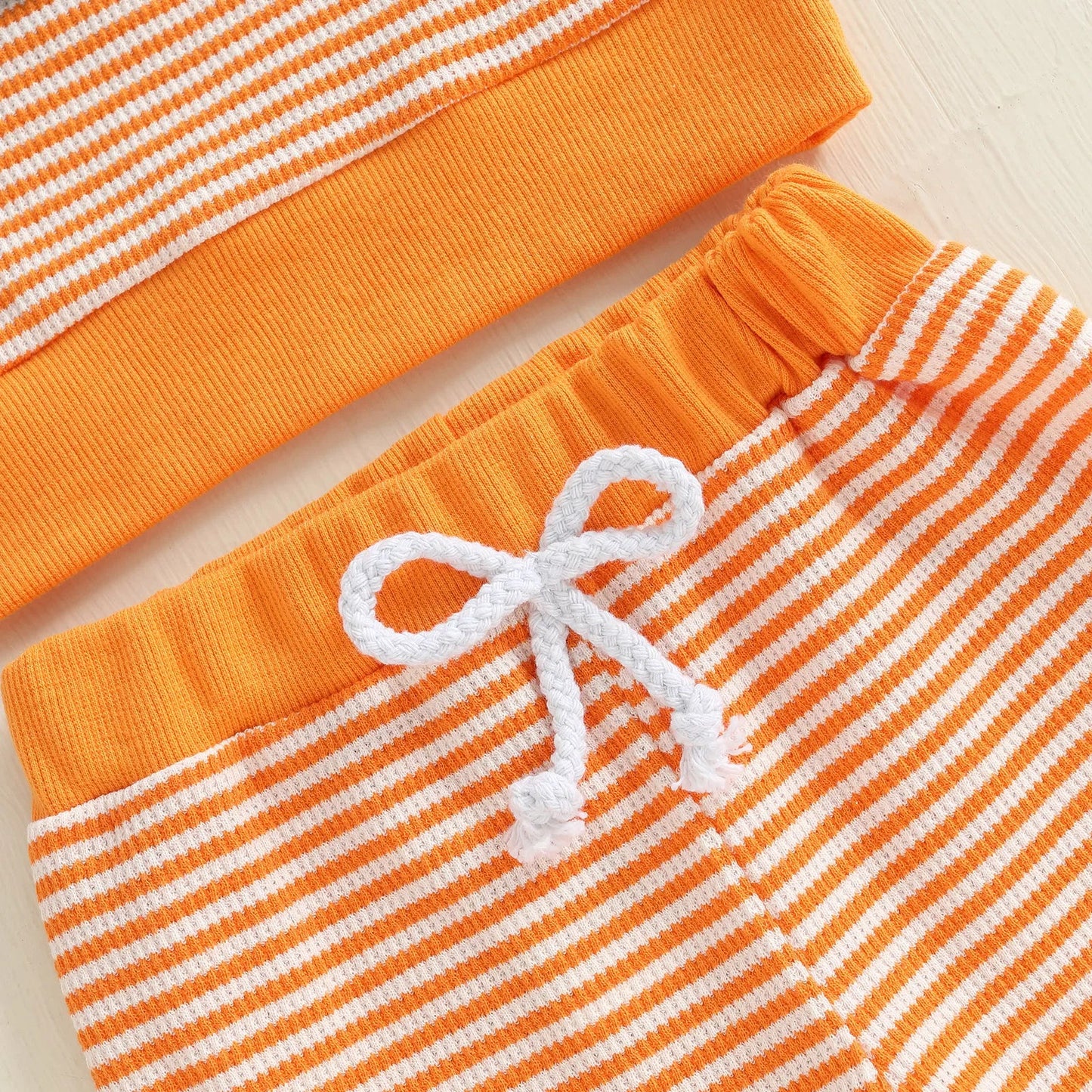 Baby Toddler Boy Girl 2Pcs Halloween Outfit Pumpkin Embroidery Boo Ghost Striped Long Sleeve Top and Elastic Jogger Pants Set