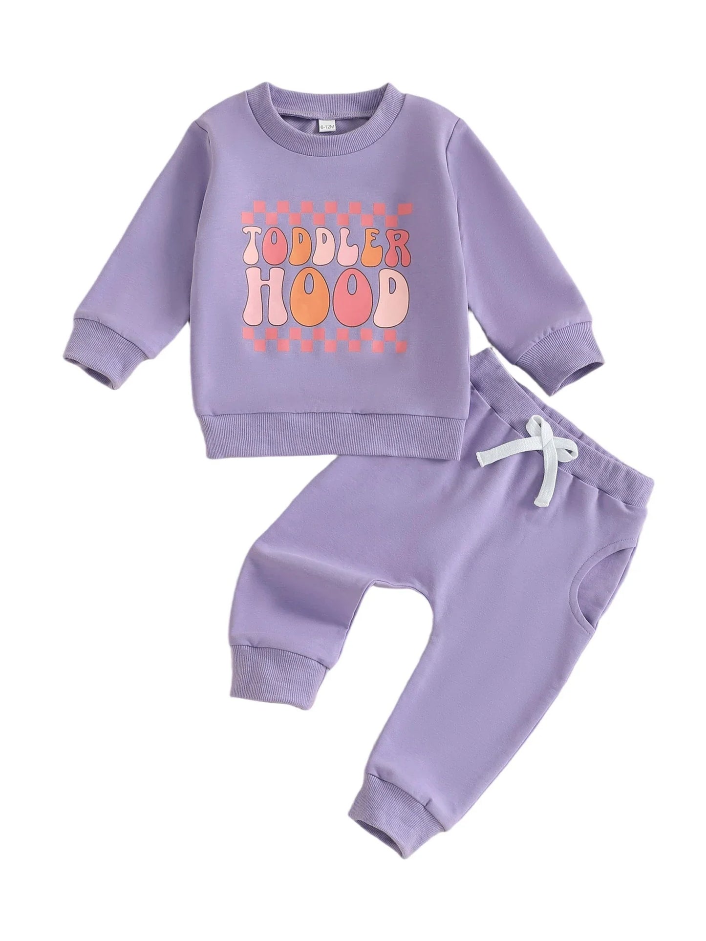 Baby Toddler Girls 2Pcs Toddler Hood Outfit Letters Print Long Sleeve Crew Neck Top with Elastic Waist Pants Fall Clothes Jogger Set