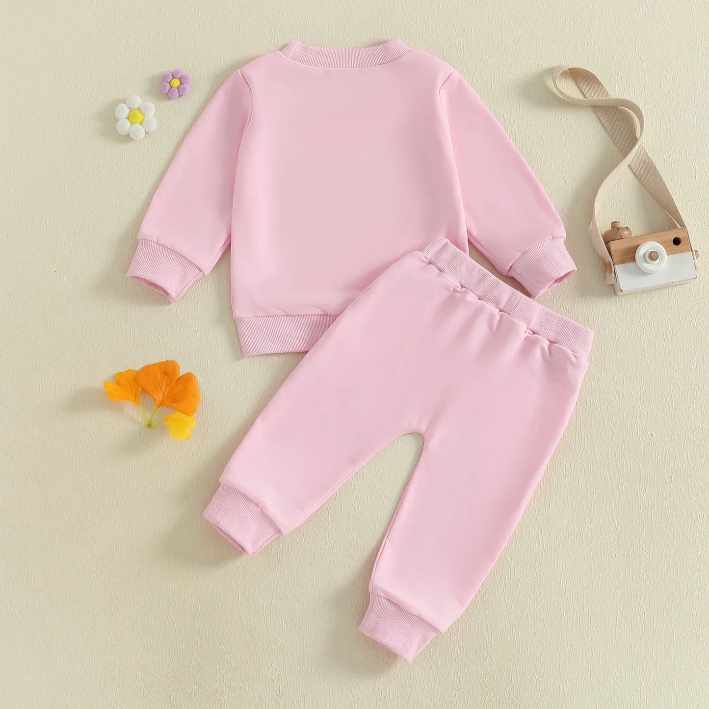 Baby Toddler Girls 2Pcs Toddler Hood Outfit Letters Print Long Sleeve Crew Neck Top with Elastic Waist Pants Fall Clothes Jogger Set