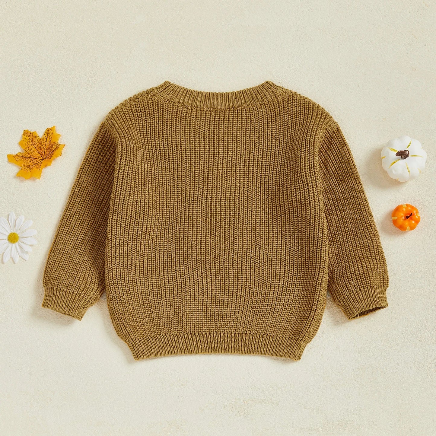 Baby Toddler Kids Girl Halloween Sweater Long Sleeve Round Neck Ghost Flower Embroidery Knit Pullover Top