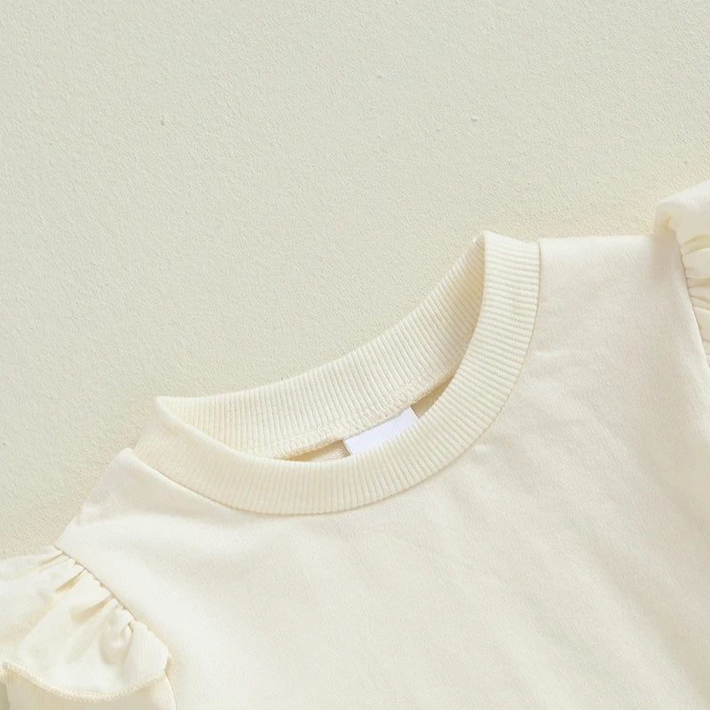 Baby Toddler Girls 2Pcs Outfit Fly Long Sleeve Round Neck Top Floral Flower / Butterfly / Strawberry Print Flared Pants Set