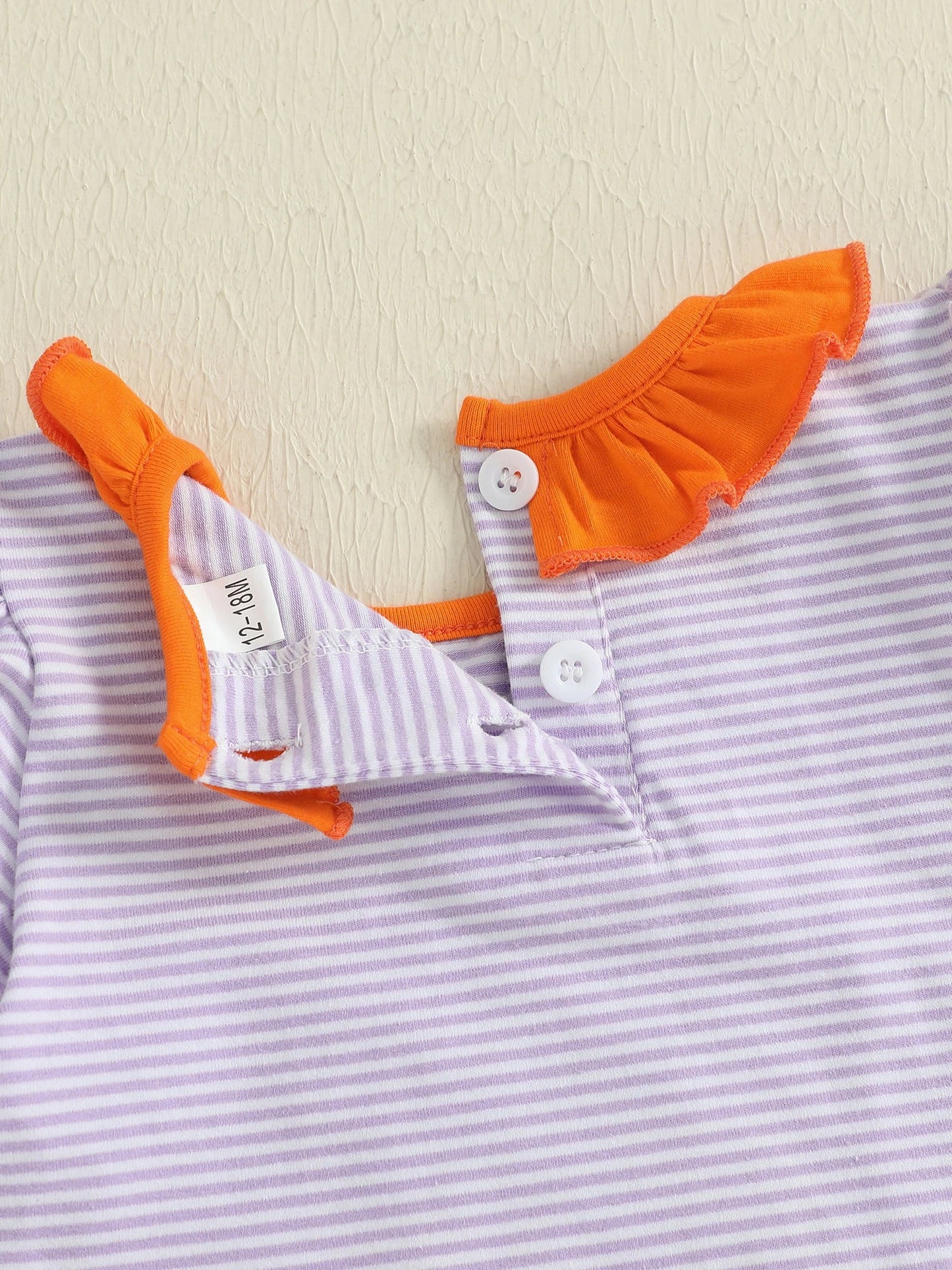 Baby Toddler Kids Girl Halloween Striped Dress Pumpkin Black Cat Embroidered Short Sleeve Ruffled Dress Cute Fall Clothes