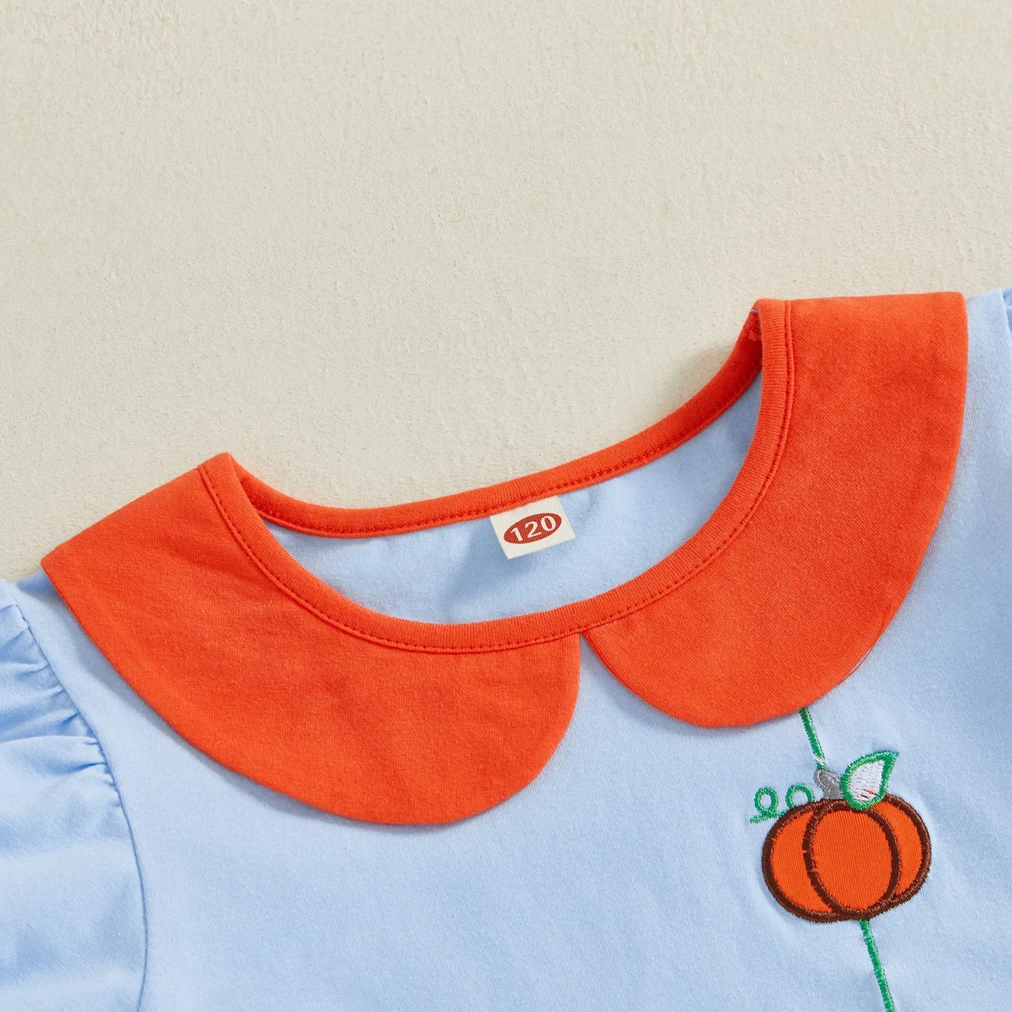 Toddler Kids Girl Halloween Dress Short Sleeve Round Neck Pumpkin Embroidery Dress Kid A-Line Dress