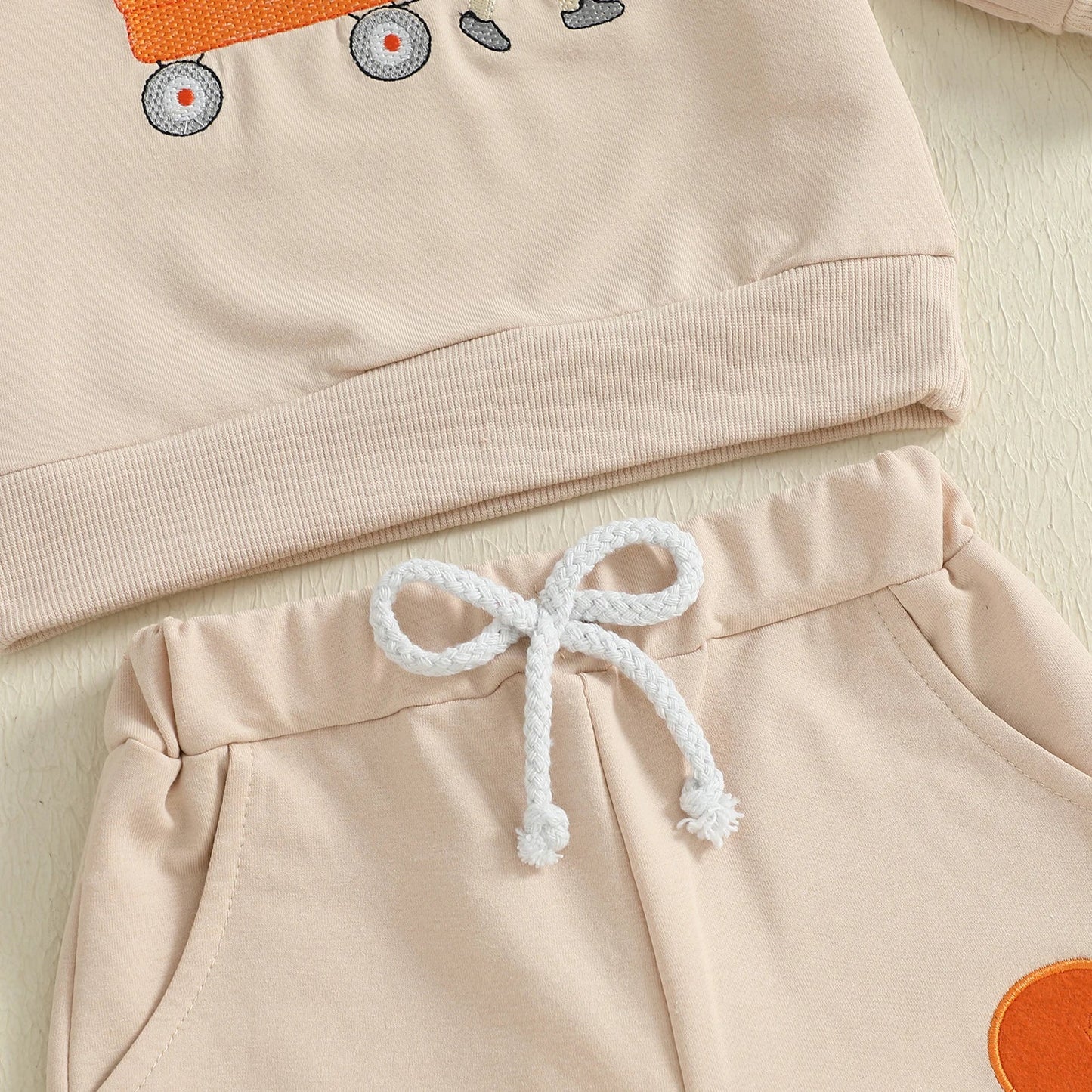 Baby Toddler Boys 2Pcs Autumn Long Sleeve Football Embroidery Top Drawstring Jogger Pants Set